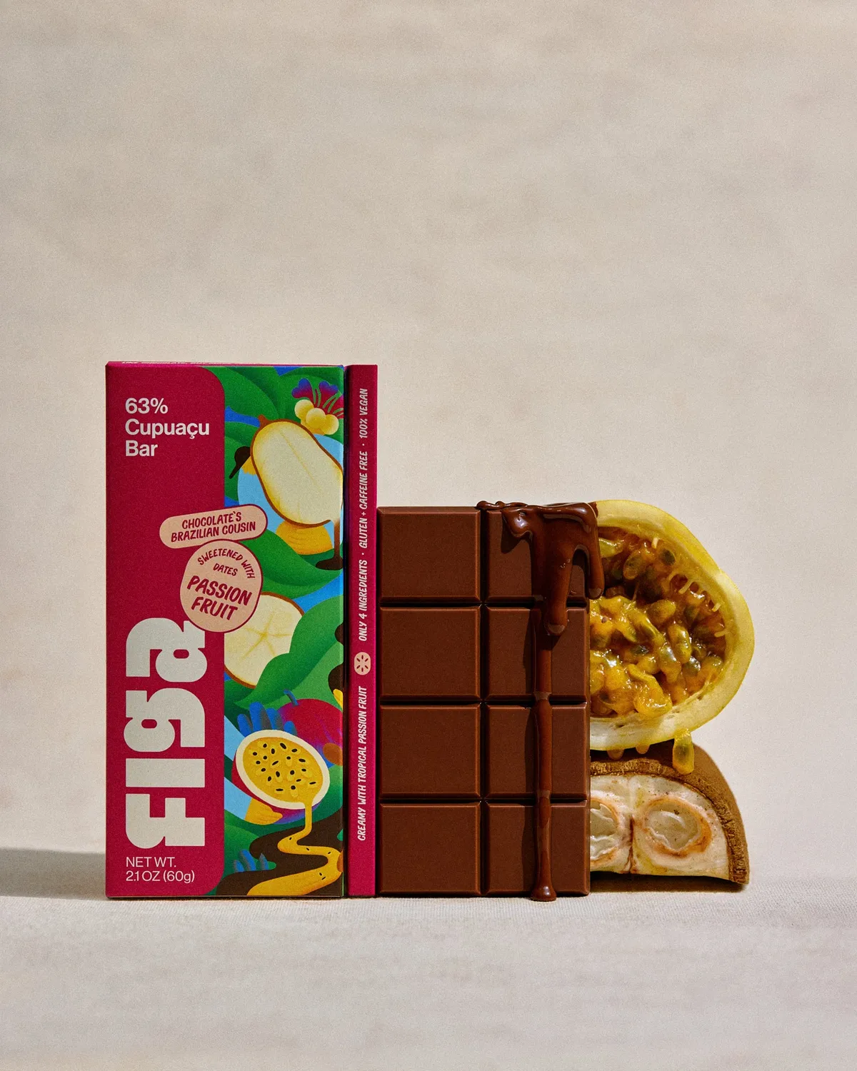 Figa Foods, Passion Fruit | Chocolate's Brazilian Cousin | 63% Cupuacu | Vegan, Caffeine Free